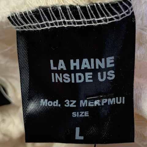 Pantalon décontracté LA HAINE Taille L Beige Jacquard Coton Lin Entrejambe Bas Court