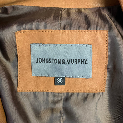 JOHNSTON & MURPHY Size S Brown Tan Leather Zip Up Jacket