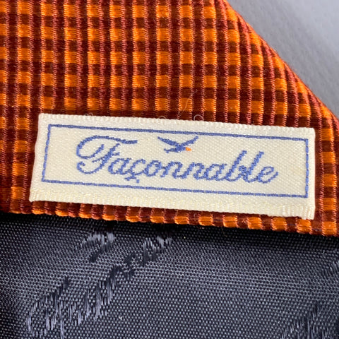 FACONNABLE Orange Copper Textured Silk Tie