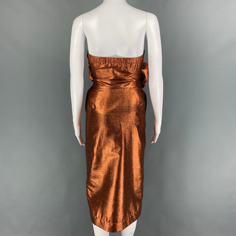 KAMPERETT Size XS Gold Metallic Nylon Blend Strapless Long Dress