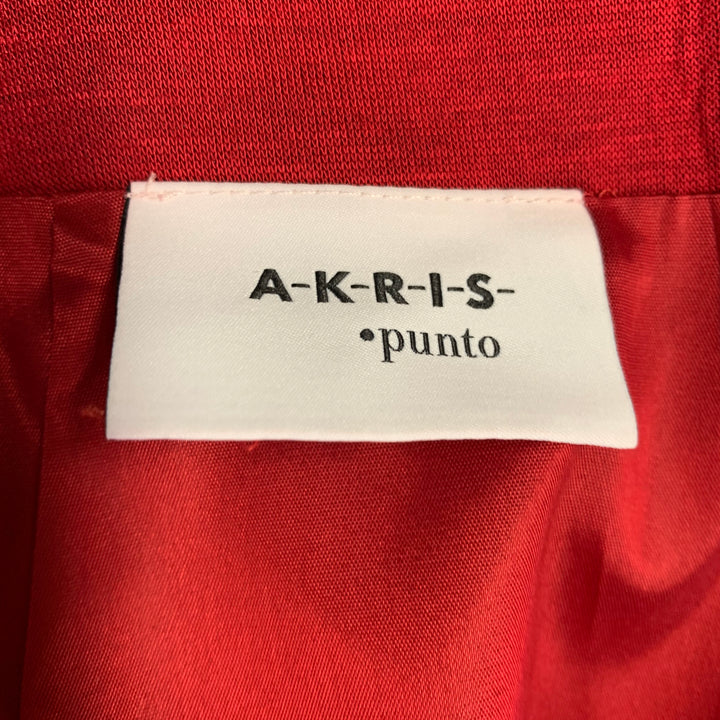 AKRIS Size 4 Red Viscose Two Tone Pencil Mini Skirt