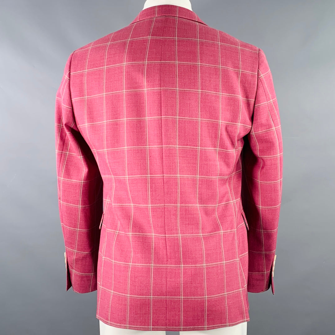 TALLIA Size 38 White Raspberry Window Pane Wool Blend Sport Coat