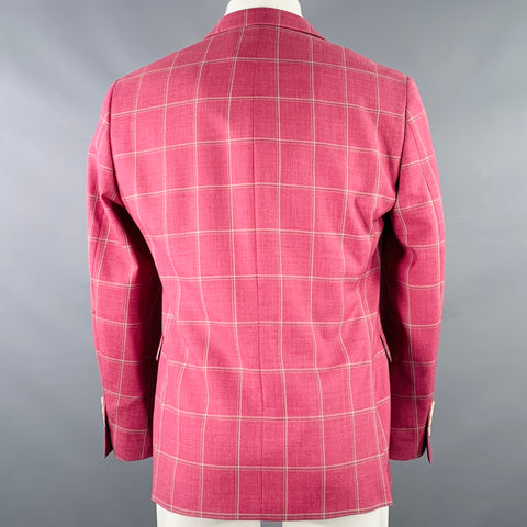 TALLIA Size 38 White Raspberry Window Pane Wool Blend Sport Coat