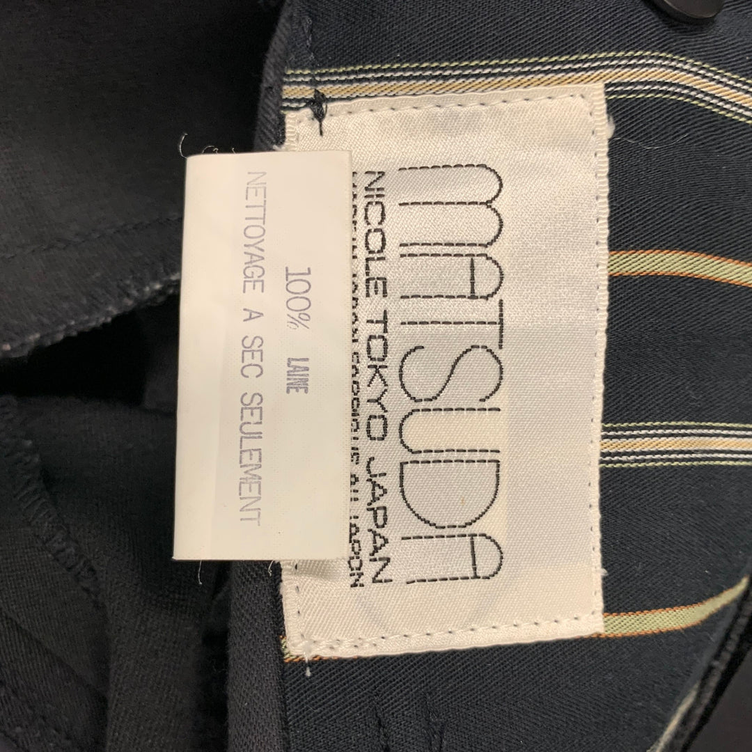 MATSUDA Size S Black Solid Wool Shawl Collar 30 29 Suit