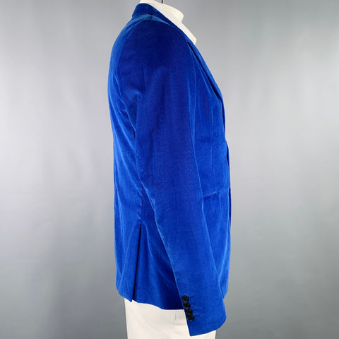 PAUL SMITH Size 42 Blue Corduroy Cotton Notch Lapel Sport Coat