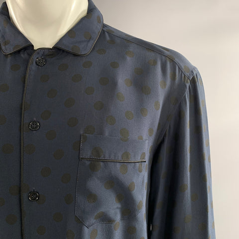 DOLCE & GABBANA Size S Navy Polka Dot Silk Pajama Set
