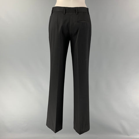 PRADA Talla 4 Pantalón de vestir recto con adornos de lana virgen negro