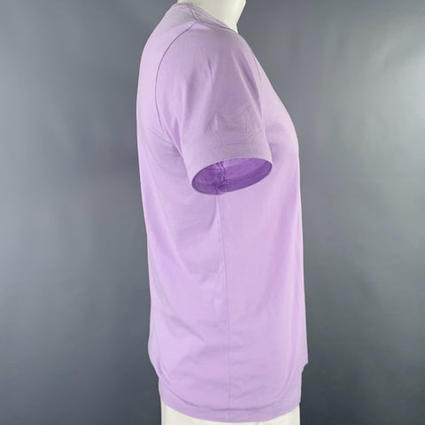 A.P.C. Size L Purple White Cotton Crew Neck T-shirt