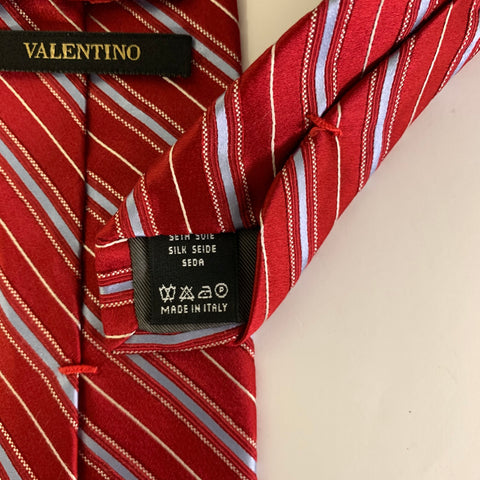 VALENTINO Red Light Blue Diagonal Silk Tie