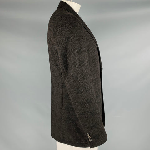 SOFT CLOTH Size 42 Brown Black Glenplaid Viscose Blend Sport Coat