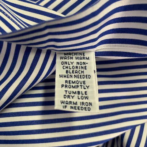 POLO by RALPH LAUREN Size L Blue White Stripe Cotton Long Sleeve Shirt
