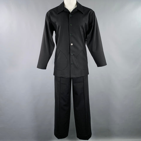 BILLY BLUE Size S Black Virgin Wool Shirt Jacket Suit