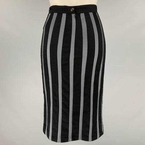 JEAN PAUL GAULTIER Talla 4 Falda lápiz a rayas negras y grises