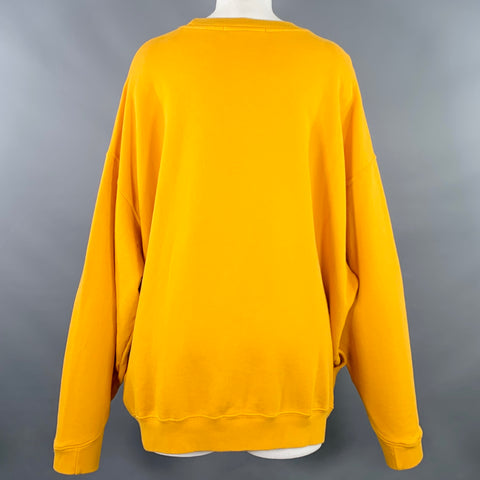 KATHARINE HAMNETT Taille M Pull en coton biologique imprimé jaune moutarde Vince