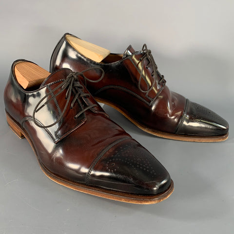 GIOVACCHINI Size 10.5 Mike Brown Leather Ombre Cap Toe Lace-Up Shoes