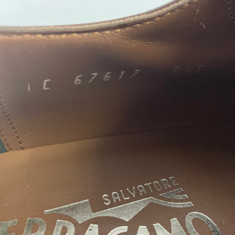 SALVATORE FERRAGAMO Size 10.5 Brown Solid Leather Lace Up Lace Up Shoes