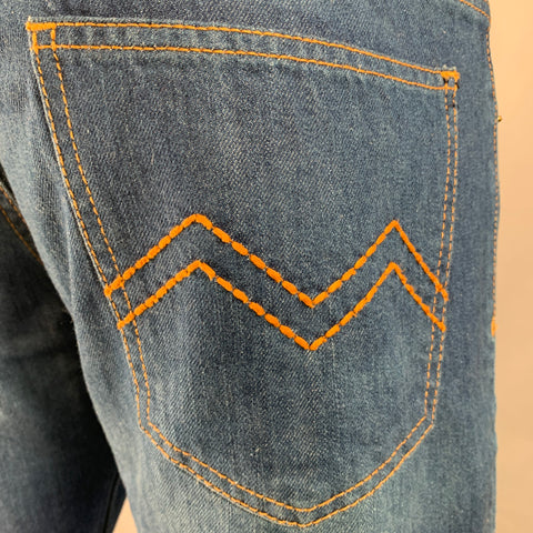 MISSONI Size 39 Blue Contrast Stitch Cotton Straight Five Pockets Jeans