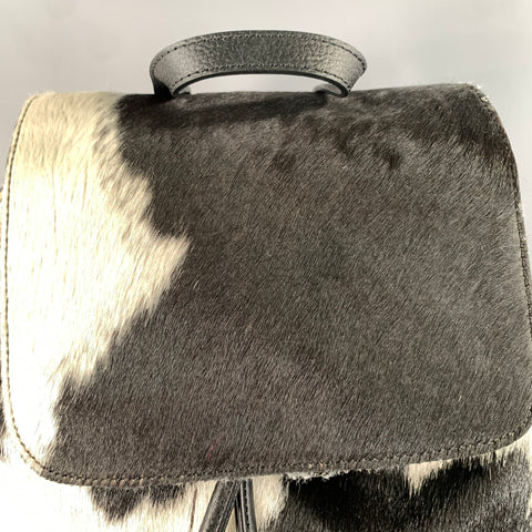 NO BRAND Black White Cow Print Hair On Hide Leather Bags