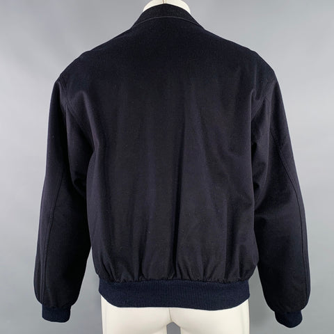 FACONNABLE Size M Navy Wool Bomber Zip Buttons Jacket