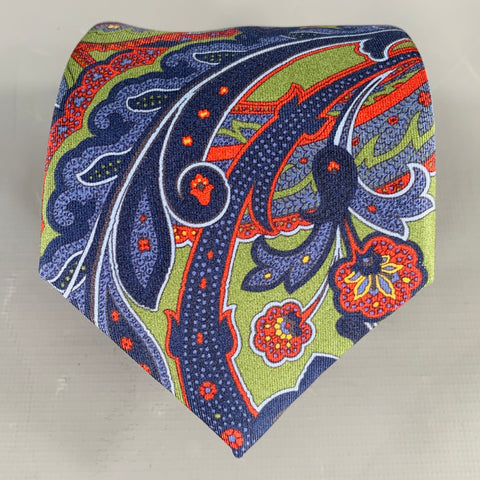 O'CONNELL'S Green Navy Paisley Silk Tie