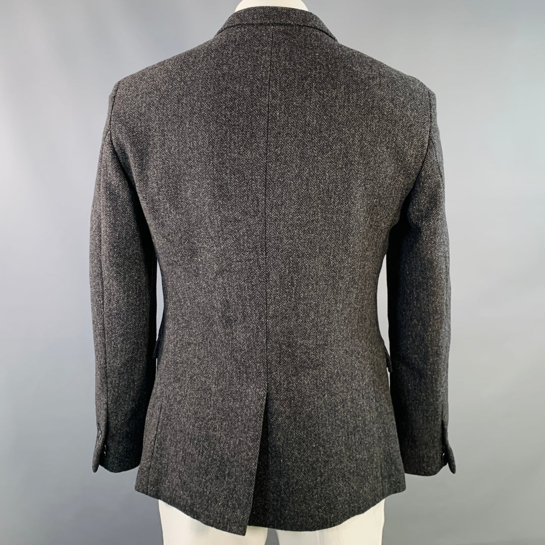 JOHN VARVATOS STAR USA Size 42 Grey Charcoal Herringbone Wool Blend Sport Coat