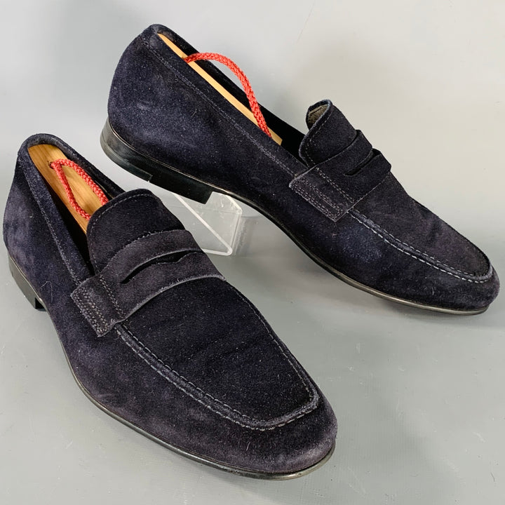 TO BOOT NY Size 7 Navy Suede Slip On Penny Loafers