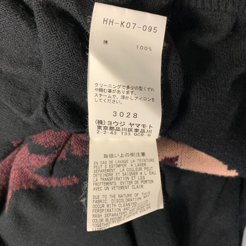 YOHJI YAMAMOTO Size M Black Red multi color Knit Cotton Oversized Pullover