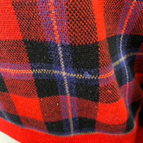 EQUIPMENT Size S Red Black Blue Wool Blend Plaid Crew Neck Pullover