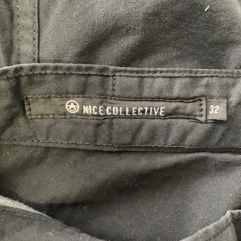 NICE COLLECTIVE Size 32 Black Cotton Cargo Casual Pants