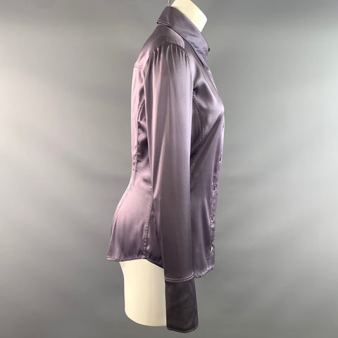 GUCCI FW2025 Size 8 Purple Silk Blend Button Up Blouse
