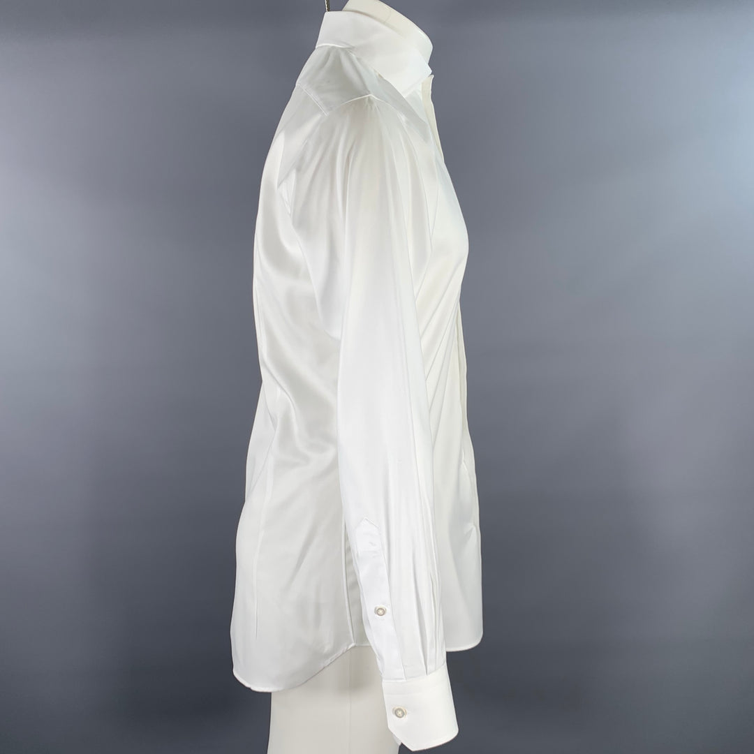 HAMILTON Size S White Cotton Spread Collar Long Sleeve Shirt