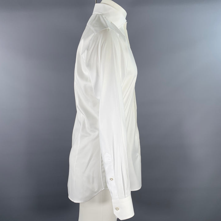 HAMILTON Size S White Cotton Spread Collar Long Sleeve Shirt