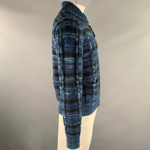 RRL by RALPH LAUREN Size L Navy Indigo Cable Knit Cotton Linen Wool Sweater
