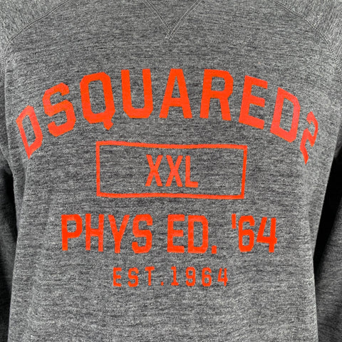 DSQUARED2 Size L Grey Red Logo Sweatshirt
