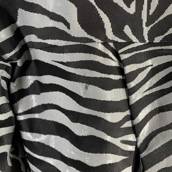 PRABAL GURUNG Size S Black Silver Animal Print Long Shirt
