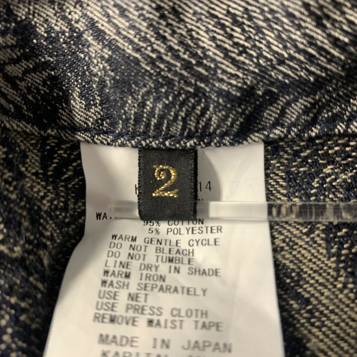 KAPITAL Size M Navy Grey Feathers Cotton Relaxed Jeans