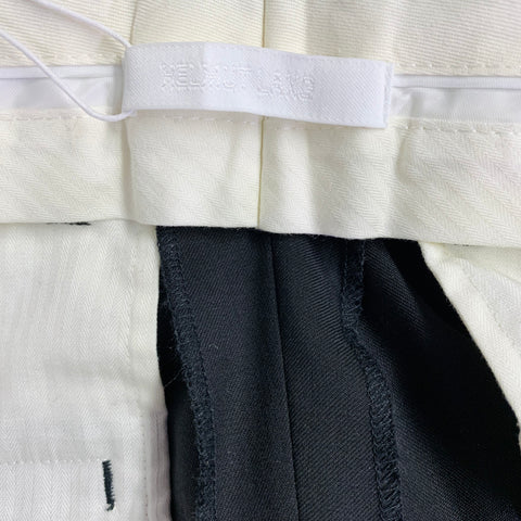 HELMUT LANG Size 6 Seatbelt Black Pink Wool Straight Zip Fly Dress Pants