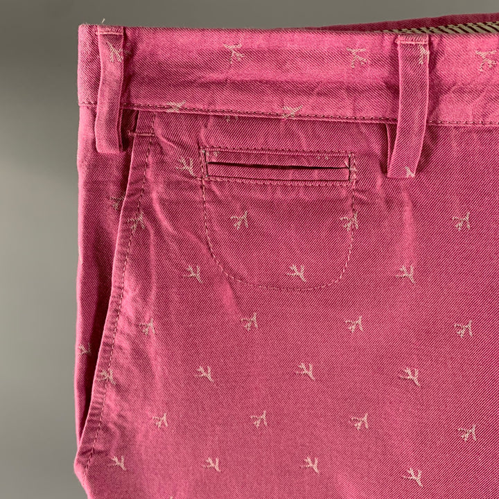 Short en coton ISAIA taille 38 rose blanc avec logo et revers
