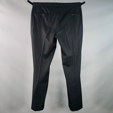 RALPH LAUREN Size 31 Black Wool Twill Side Tabs Straight Dress Pants