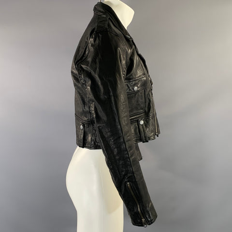 RALPH LAUREN Size L Black Leather Biker Jacket