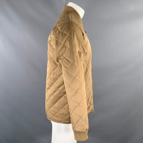 CIVIL SOCIETY Chest Size M Brown Quilted Polyester Bomber Jacket