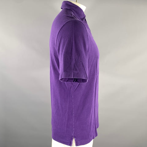LORO PIANA Size L Purple Cotton Polo