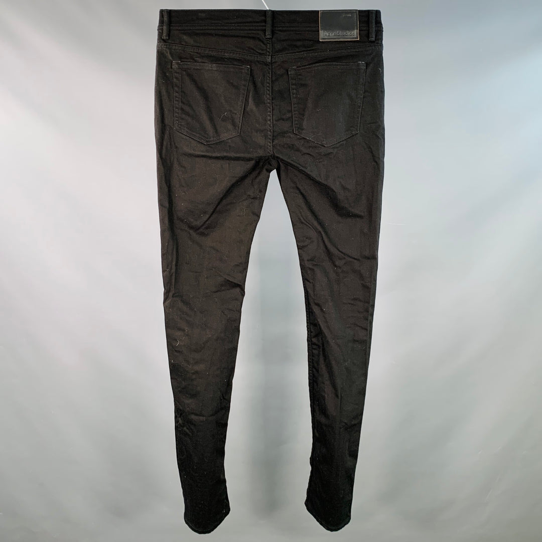 ACNE STUDIOS Size 35 Black Denim Straight Slim Five Pockets Jeans