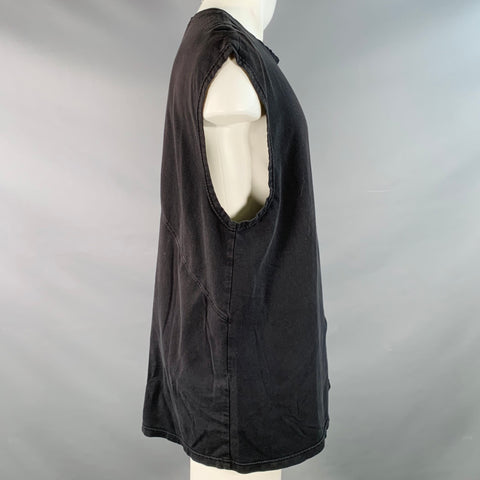 ALEXANDER WANG Size M Black Cotton Zipper Crew Neck T-shirt