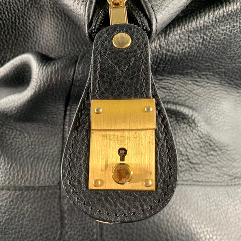 BARNEYS NEW YORK Size One Size Black Gold Crackled Leather Duffle Bags