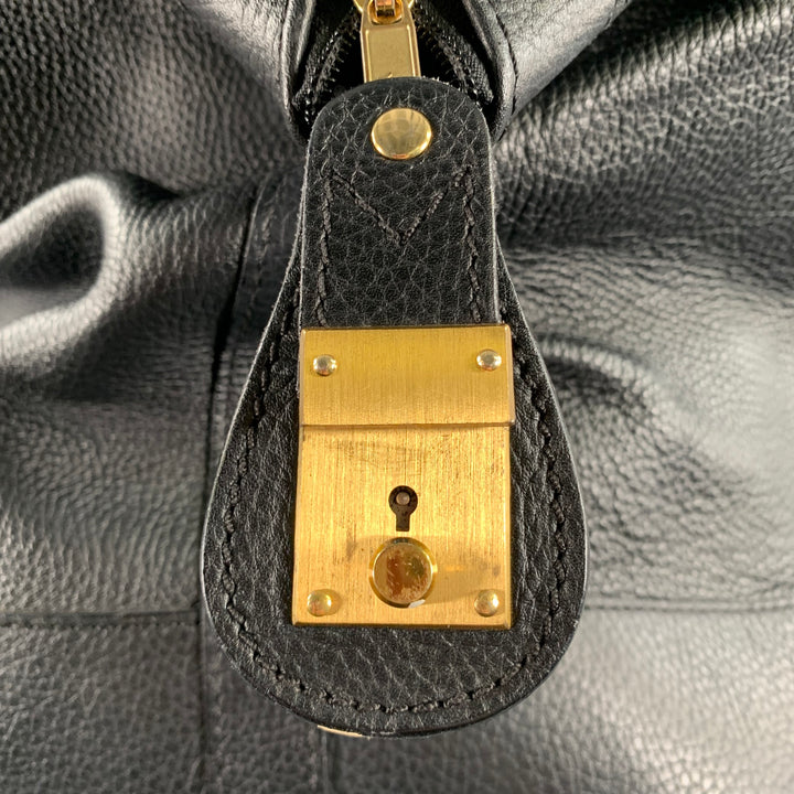 BARNEYS NEW YORK Size One Size Black Gold Crackled Leather Duffle Bags