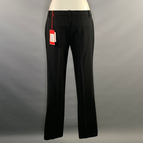 HUGO BOSS Size 8 Black Wool Blend Flat Front Dress Pants
