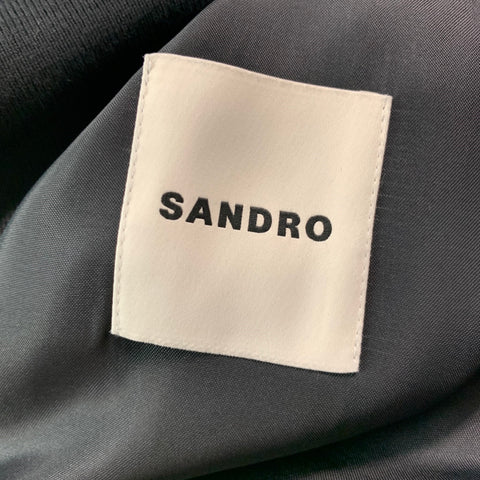 SANDRO Size XXL Black Suede Bomber Jacket