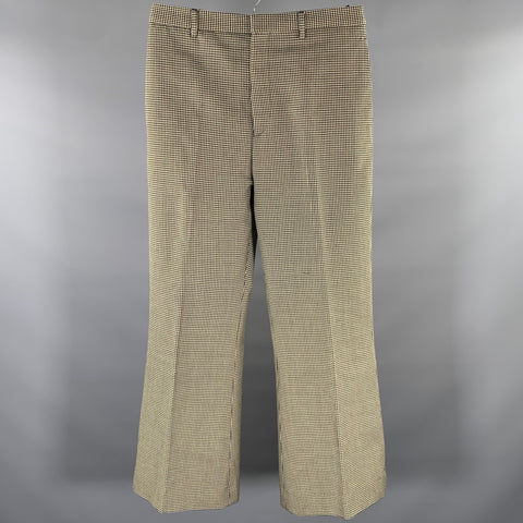Pantalon large en laine à motif pied-de-poule crème et noir ACNE taille 31