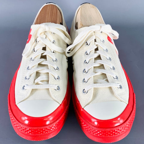 CONVERSE Size 10 Cream Red Hearts Canvas Sneakers